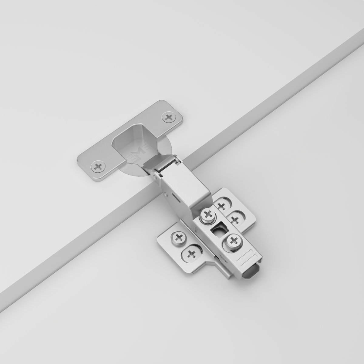 35mm Topfscharnier halb aufliegend 110° mit Soft-Close und 3D-Verstellung